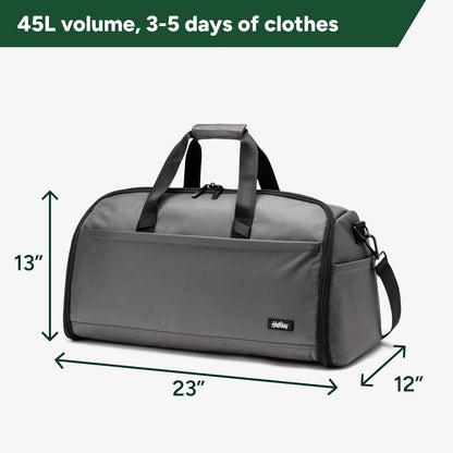Halfday Convertible 2-in-1 Premium Garment Duffel Weekender Bag 45L: Wrinkle-Free Travel (Hanging Suit Compartment, Shoe Pockets, Trolley Sleeve), Balistic Nylon Carry-on, Jet
