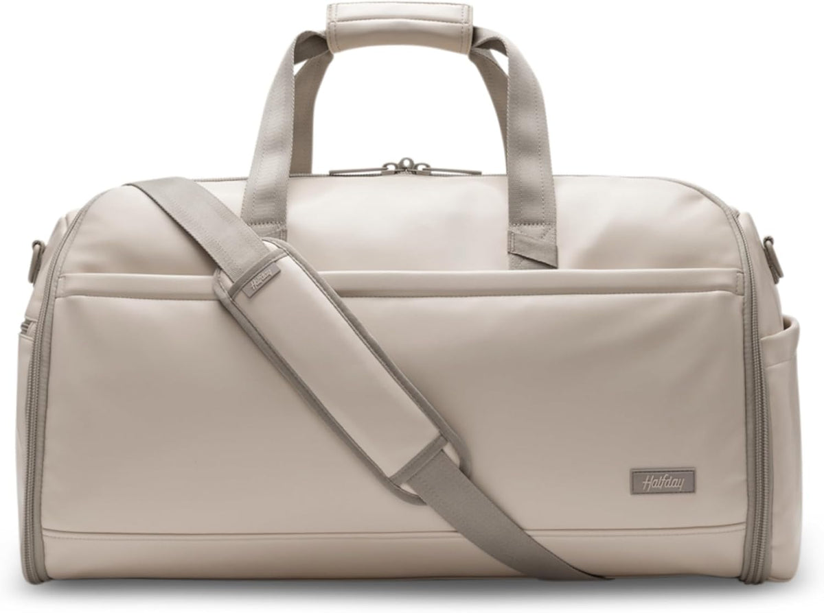 Halfday Convertible 2-in-1 Premium Garment Duffel Weekender Bag 45L: Wrinkle-Free Travel (Hanging Suit Compartment, Shoe Pockets, Trolley Sleeve), Balistic Nylon Carry-on, Jet