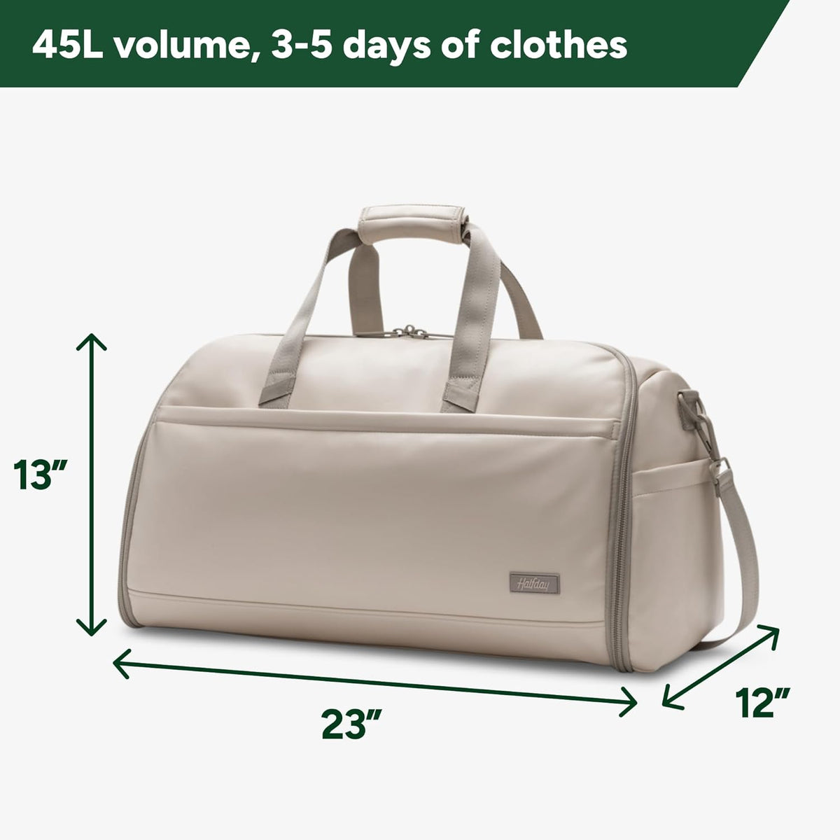 Halfday Convertible 2-in-1 Premium Garment Duffel Weekender Bag 45L: Wrinkle-Free Travel (Hanging Suit Compartment, Shoe Pockets, Trolley Sleeve), Balistic Nylon Carry-on, Jet