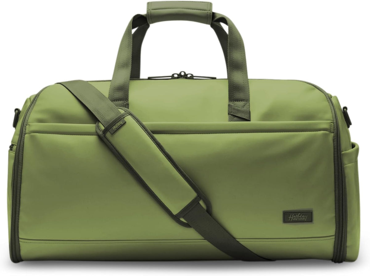 Halfday Convertible 2-in-1 Premium Garment Duffel Weekender Bag 45L: Wrinkle-Free Travel (Hanging Suit Compartment, Shoe Pockets, Trolley Sleeve), Balistic Nylon Carry-on, Jet