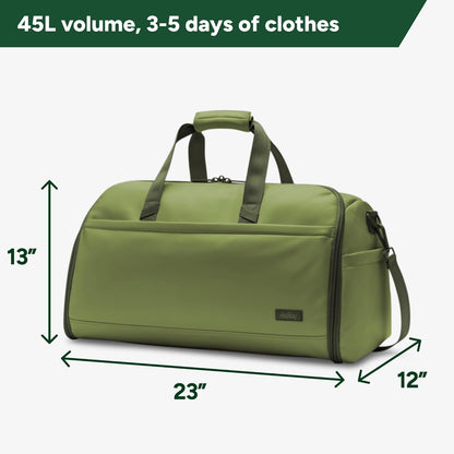 Halfday Convertible 2-in-1 Premium Garment Duffel Weekender Bag 45L: Wrinkle-Free Travel (Hanging Suit Compartment, Shoe Pockets, Trolley Sleeve), Balistic Nylon Carry-on, Jet