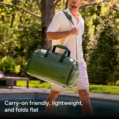 Halfday Convertible 2-in-1 Premium Garment Duffel Weekender Bag 45L: Wrinkle-Free Travel (Hanging Suit Compartment, Shoe Pockets, Trolley Sleeve), Balistic Nylon Carry-on, Jet