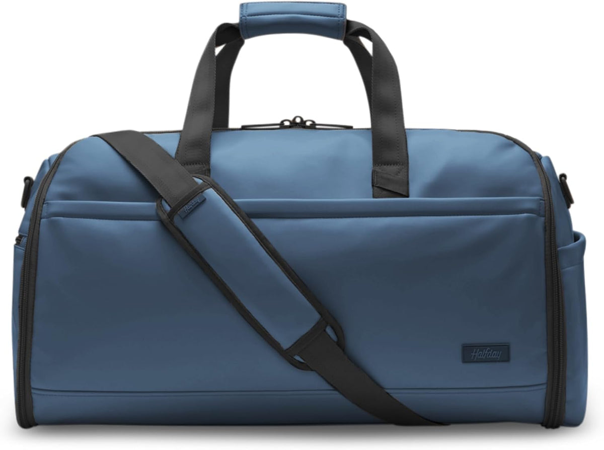 Halfday Convertible 2-in-1 Premium Garment Duffel Weekender Bag 45L: Wrinkle-Free Travel (Hanging Suit Compartment, Shoe Pockets, Trolley Sleeve), Balistic Nylon Carry-on, Jet