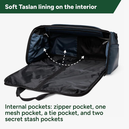 Halfday Convertible 2-in-1 Premium Garment Duffel Weekender Bag 45L: Wrinkle-Free Travel (Hanging Suit Compartment, Shoe Pockets, Trolley Sleeve), Balistic Nylon Carry-on, Jet