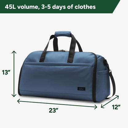 Halfday Convertible 2-in-1 Premium Garment Duffel Weekender Bag 45L: Wrinkle-Free Travel (Hanging Suit Compartment, Shoe Pockets, Trolley Sleeve), Balistic Nylon Carry-on, Jet