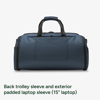 Halfday Convertible 2-in-1 Premium Garment Duffel Weekender Bag 45L: Wrinkle-Free Travel (Hanging Suit Compartment, Shoe Pockets, Trolley Sleeve), Balistic Nylon Carry-on, Jet