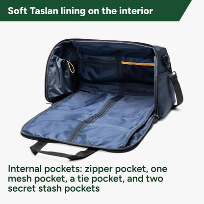 Halfday Convertible 2-in-1 Premium Garment Duffel Weekender Bag 45L: Wrinkle-Free Travel (Hanging Suit Compartment, Shoe Pockets, Trolley Sleeve), Balistic Nylon Carry-on, Jet