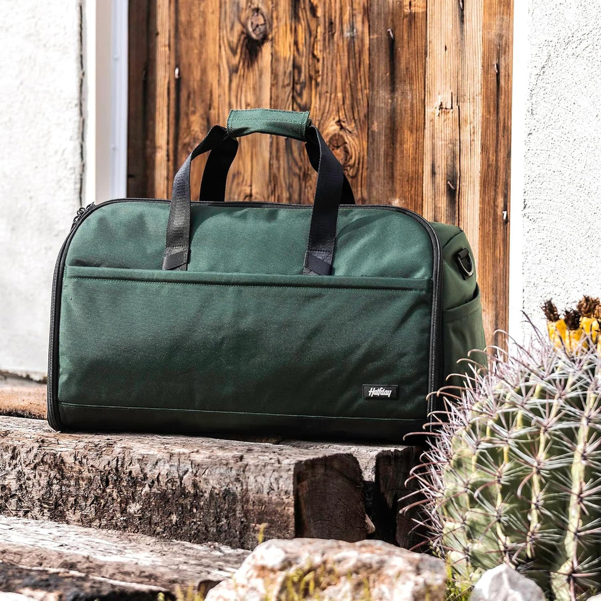 Halfday Convertible 2-in-1 Premium Garment Duffel Weekender Bag 45L: Wrinkle-Free Travel (Hanging Suit Compartment, Shoe Pockets, Trolley Sleeve), Balistic Nylon Carry-on, Jet
