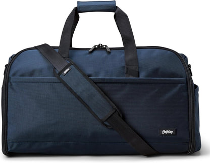 Halfday Convertible 2-in-1 Premium Garment Duffel Weekender Bag 45L: Wrinkle-Free Travel (Hanging Suit Compartment, Shoe Pockets, Trolley Sleeve), Balistic Nylon Carry-on, Jet