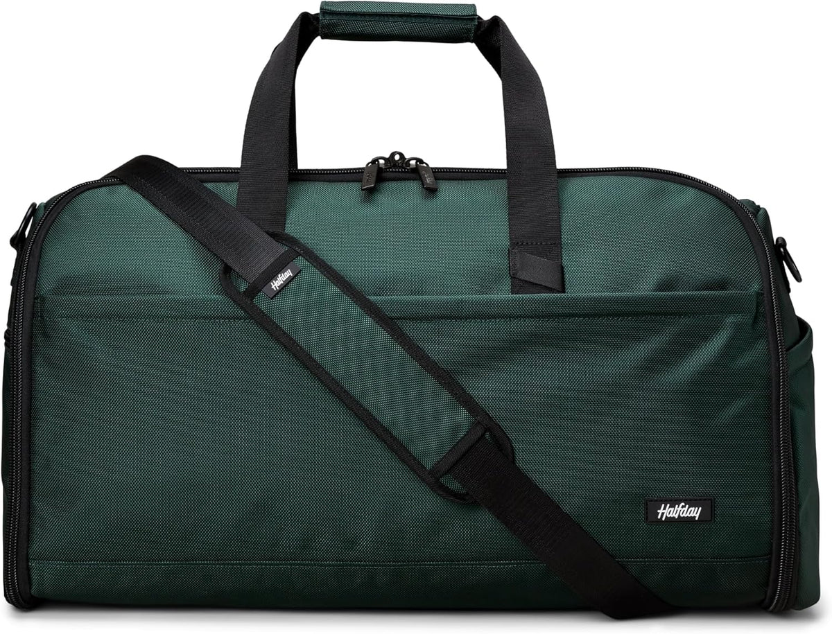 Halfday Convertible 2-in-1 Premium Garment Duffel Weekender Bag 45L: Wrinkle-Free Travel (Hanging Suit Compartment, Shoe Pockets, Trolley Sleeve), Balistic Nylon Carry-on, Jet