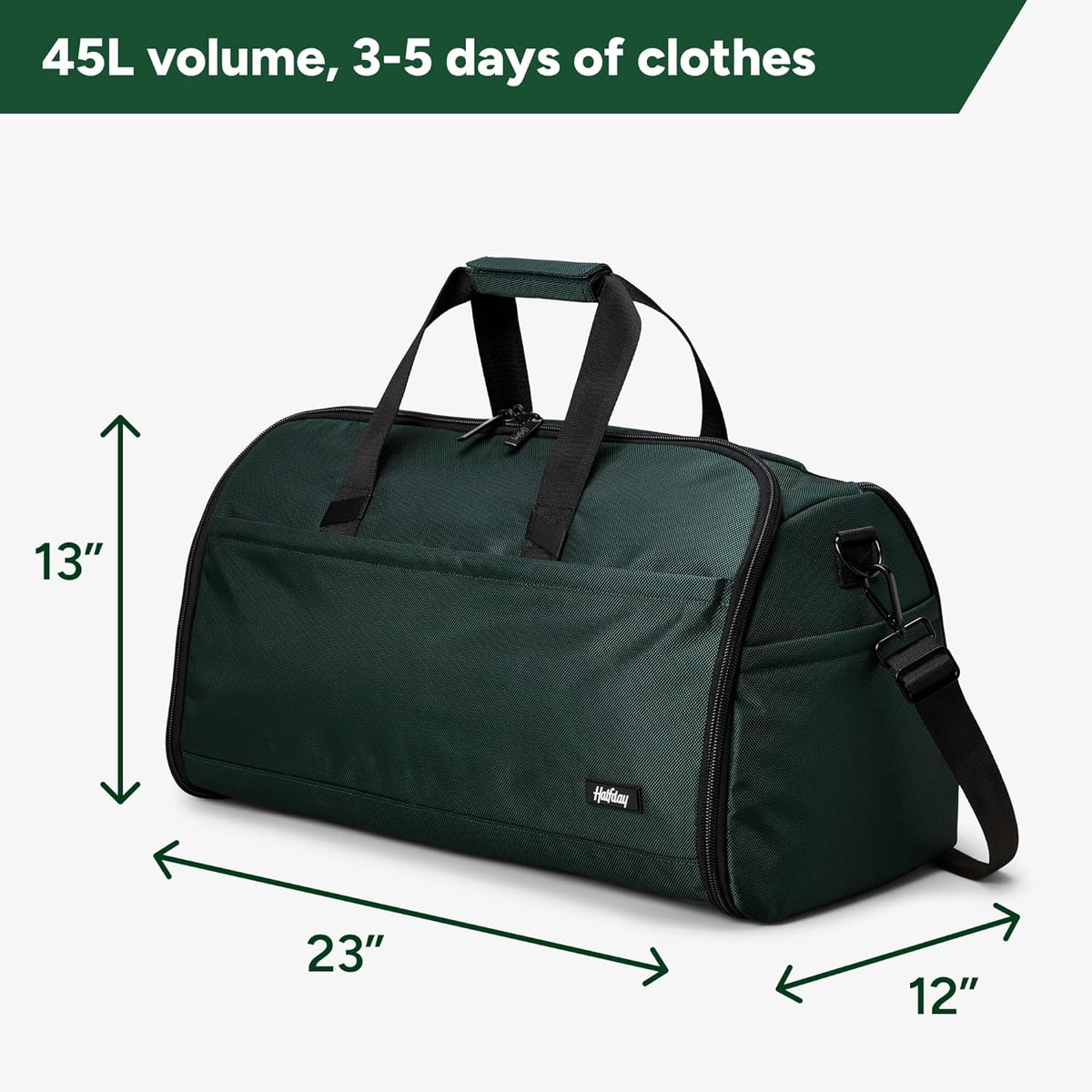 Halfday Convertible 2-in-1 Premium Garment Duffel Weekender Bag 45L: Wrinkle-Free Travel (Hanging Suit Compartment, Shoe Pockets, Trolley Sleeve), Balistic Nylon Carry-on, Jet