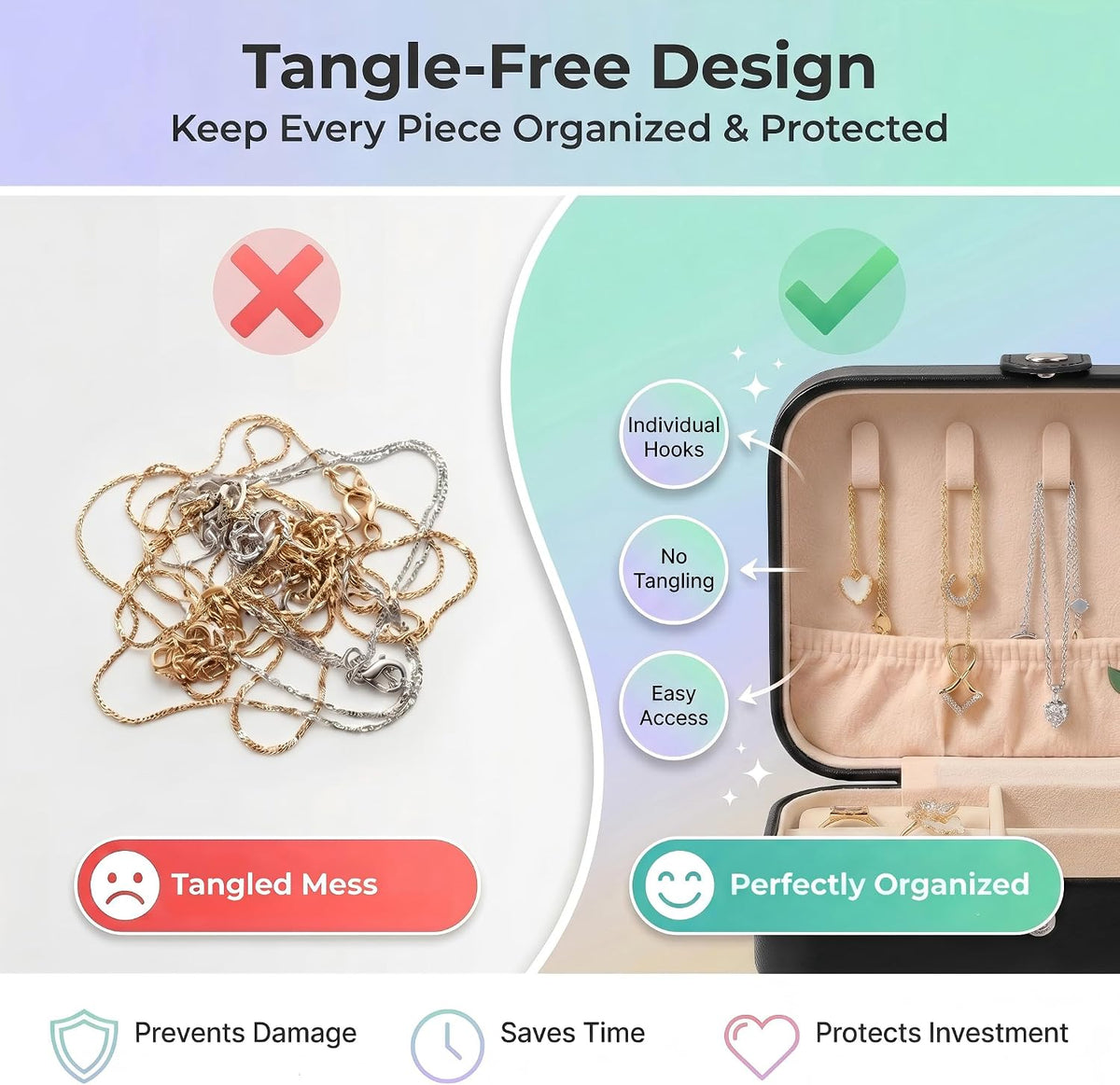 Travel Jewelry Organizer Case, Portable PU Leather Jewelry Box for Rings, Earrings, Necklaces, Bracelets, Double Layer Jewelry Storage Holder for Women Girls, Travel Accessories for Women (Pink)