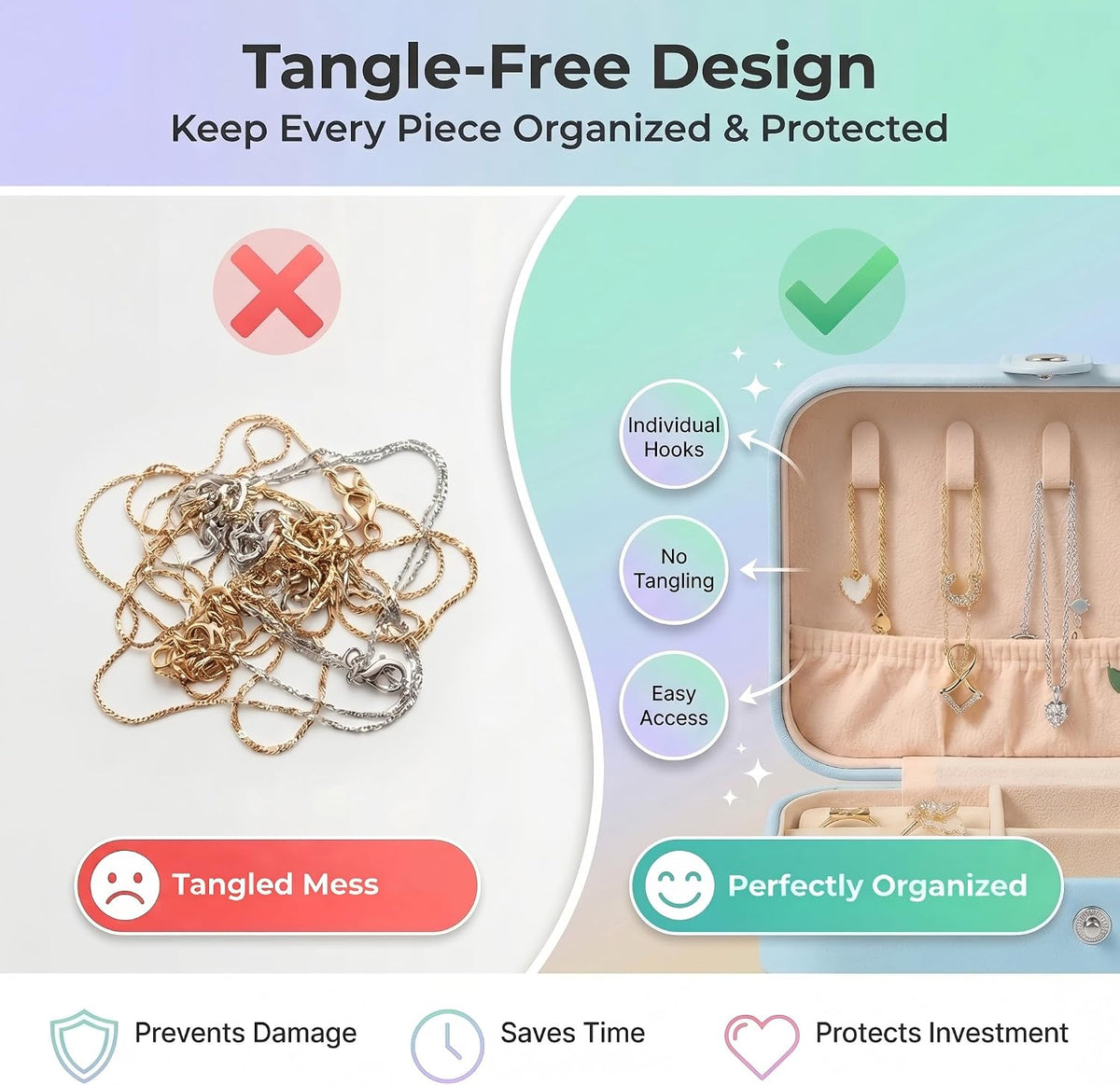 Travel Jewelry Organizer Case, Portable PU Leather Jewelry Box for Rings, Earrings, Necklaces, Bracelets, Double Layer Jewelry Storage Holder for Women Girls, Travel Accessories for Women (Pink)