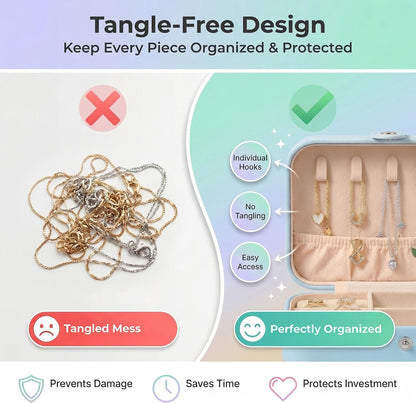 Travel Jewelry Organizer Case, Portable PU Leather Jewelry Box for Rings, Earrings, Necklaces, Bracelets, Double Layer Jewelry Storage Holder for Women Girls, Travel Accessories for Women (Pink)