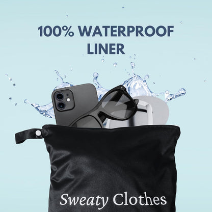 Wet Bag for Sweaty Gym Clothes - Waterproof, Smell Proof, Machine Washable Sweat Bags for Dirty Workout Gear - Dry Bags for Gym, Sports, Yoga - Laundry On The Go, Travel Organizer 12.6" x 14.6"