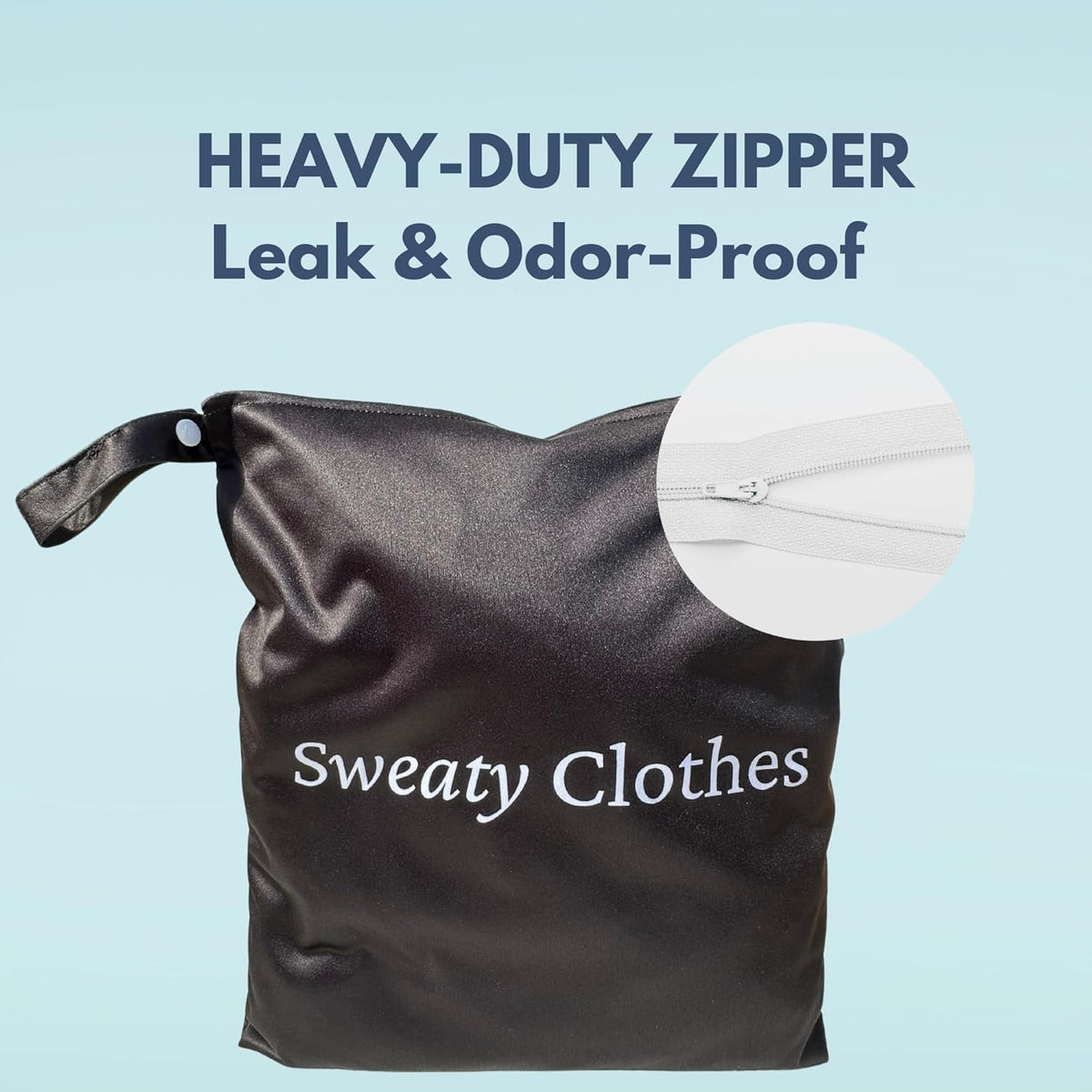 Wet Bag for Sweaty Gym Clothes - Waterproof, Smell Proof, Machine Washable Sweat Bags for Dirty Workout Gear - Dry Bags for Gym, Sports, Yoga - Laundry On The Go, Travel Organizer 12.6" x 14.6"