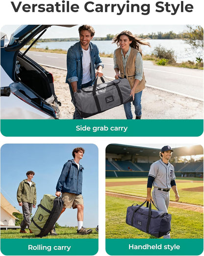 83L Foldable Travel Bag, Large Duffle Bag for Travel, Weekender Duffel Luggage Bag for Sport College Camping, Water Resistant, Brown
