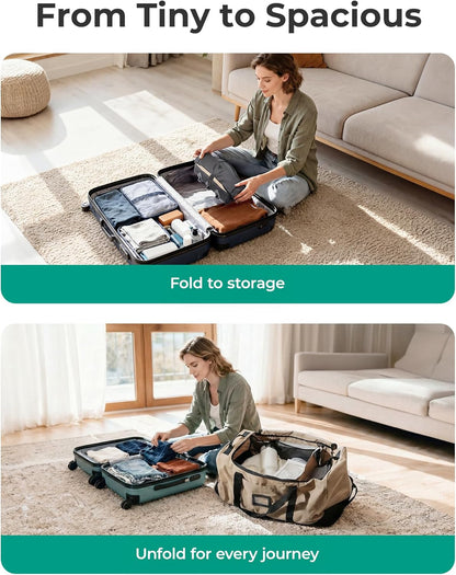 83L Foldable Travel Bag, Large Duffle Bag for Travel, Weekender Duffel Luggage Bag for Sport College Camping, Water Resistant, Brown