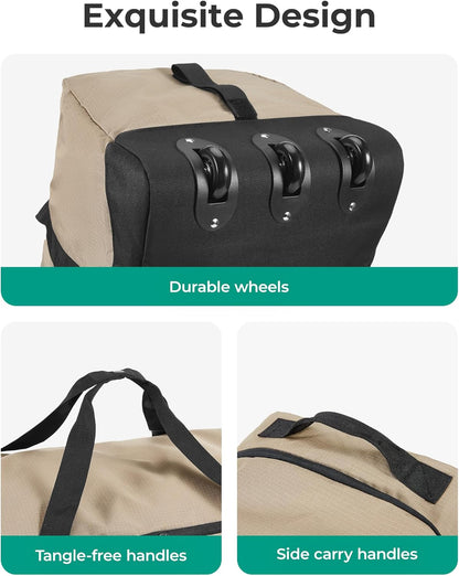 83L Foldable Travel Bag, Large Duffle Bag for Travel, Weekender Duffel Luggage Bag for Sport College Camping, Water Resistant, Brown