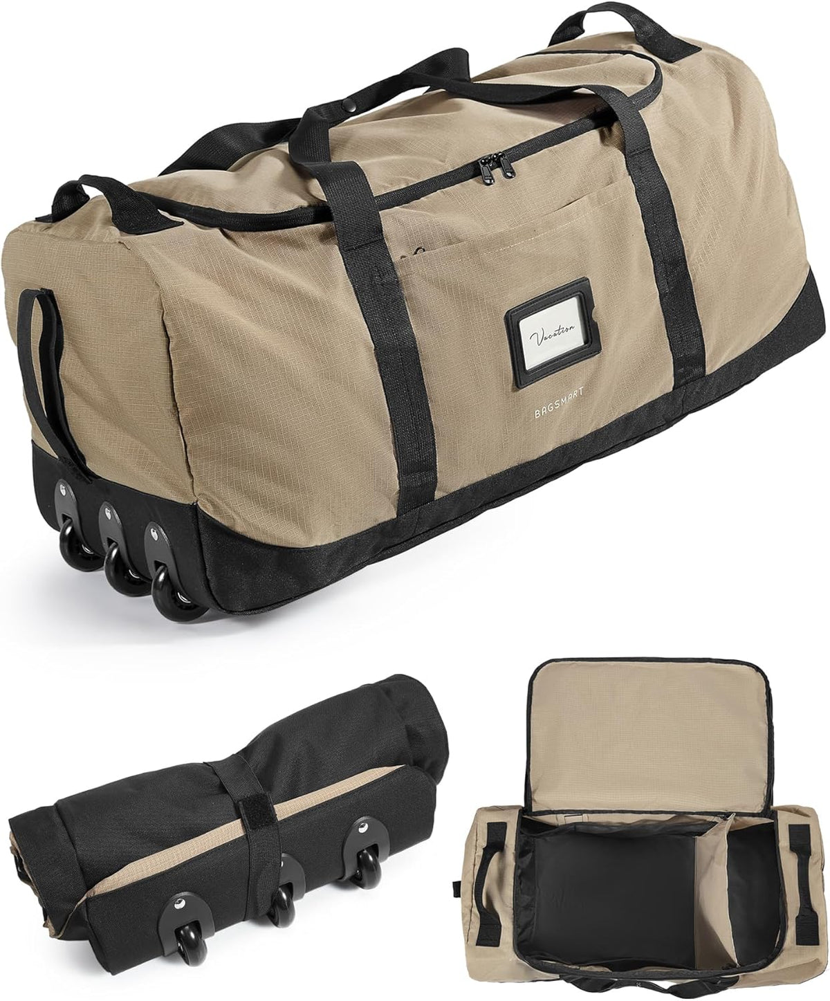 83L Foldable Travel Bag, Large Duffle Bag for Travel, Weekender Duffel Luggage Bag for Sport College Camping, Water Resistant, Brown