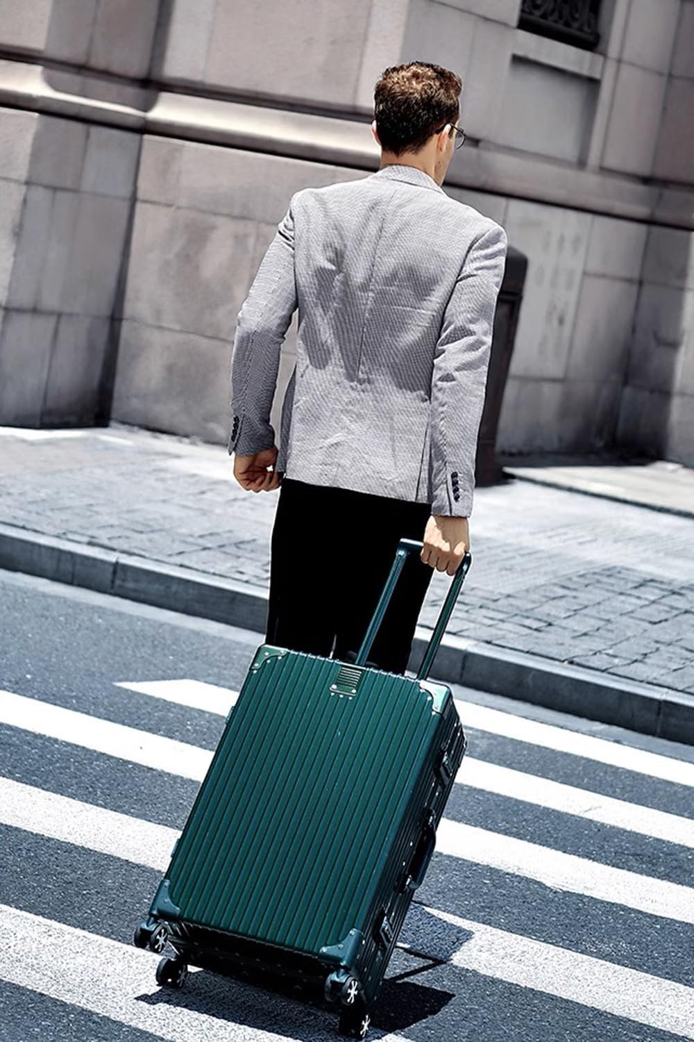 Carry On Luggage with Spinner Wheels, PC Hard Shell Zipperless Suitcase with Aluminum Frame and TSA Locks, 22x14x9 Airline Approved Lightweight Luggage for Business Travel (White, 20 Inch)