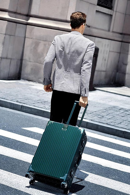 Carry On Luggage with Spinner Wheels, PC Hard Shell Zipperless Suitcase with Aluminum Frame and TSA Locks, 22x14x9 Airline Approved Lightweight Luggage for Business Travel (White, 20 Inch)