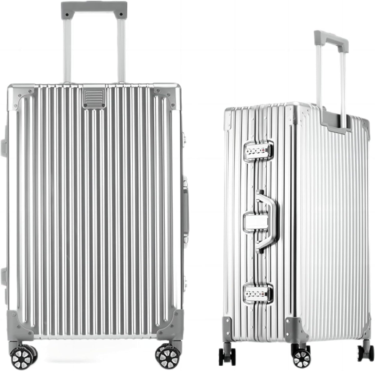 Carry On Luggage with Spinner Wheels, PC Hard Shell Zipperless Suitcase with Aluminum Frame and TSA Locks, 22x14x9 Airline Approved Lightweight Luggage for Business Travel (White, 20 Inch)