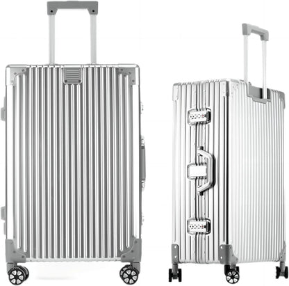 Carry On Luggage with Spinner Wheels, PC Hard Shell Zipperless Suitcase with Aluminum Frame and TSA Locks, 22x14x9 Airline Approved Lightweight Luggage for Business Travel (White, 20 Inch)