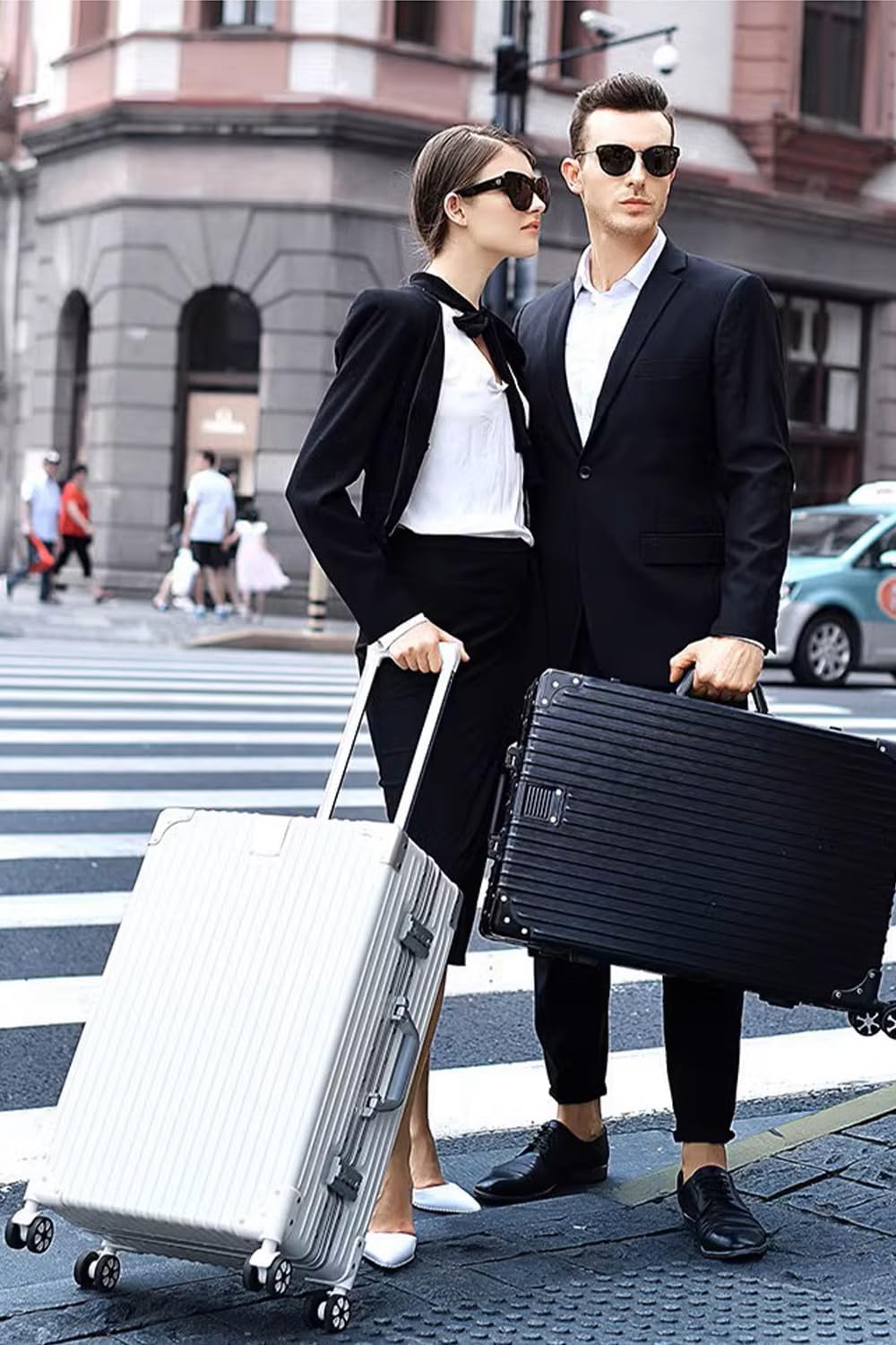 Carry On Luggage with Spinner Wheels, PC Hard Shell Zipperless Suitcase with Aluminum Frame and TSA Locks, 22x14x9 Airline Approved Lightweight Luggage for Business Travel (White, 20 Inch)