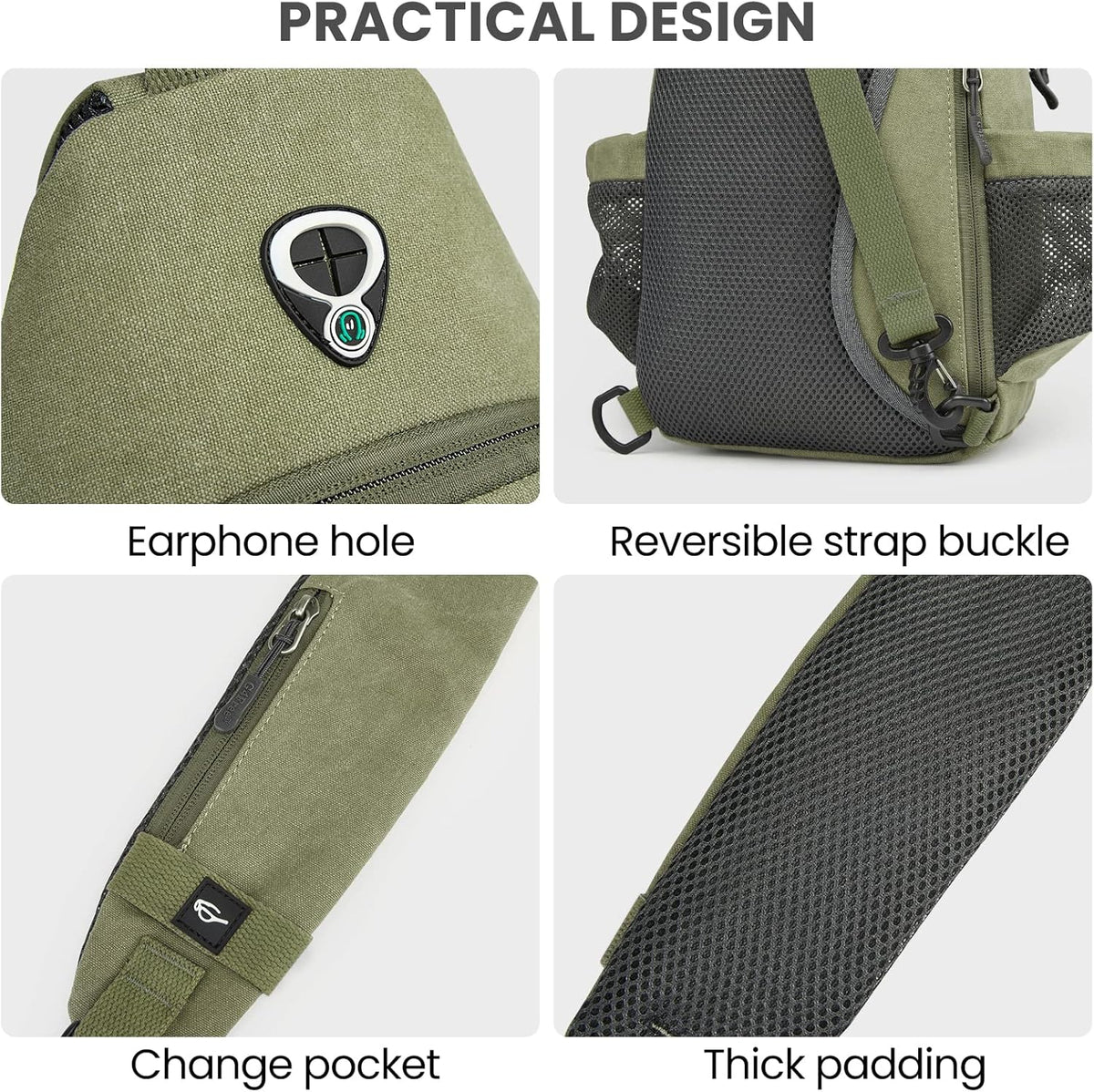Canvas Crossbody Sling Bag with RFID Blocking for Women Men | Hiking Backpack with USB Charging Port, Fits 9.7" Pad