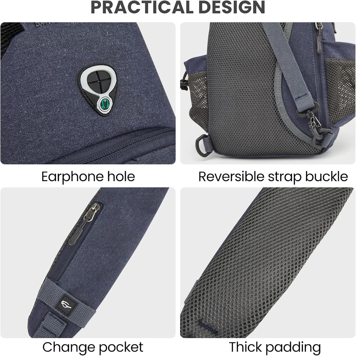 Canvas Crossbody Sling Bag with RFID Blocking for Women Men | Hiking Backpack with USB Charging Port, Fits 9.7" Pad