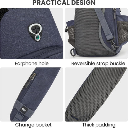 Canvas Crossbody Sling Bag with RFID Blocking for Women Men | Hiking Backpack with USB Charging Port, Fits 9.7" Pad
