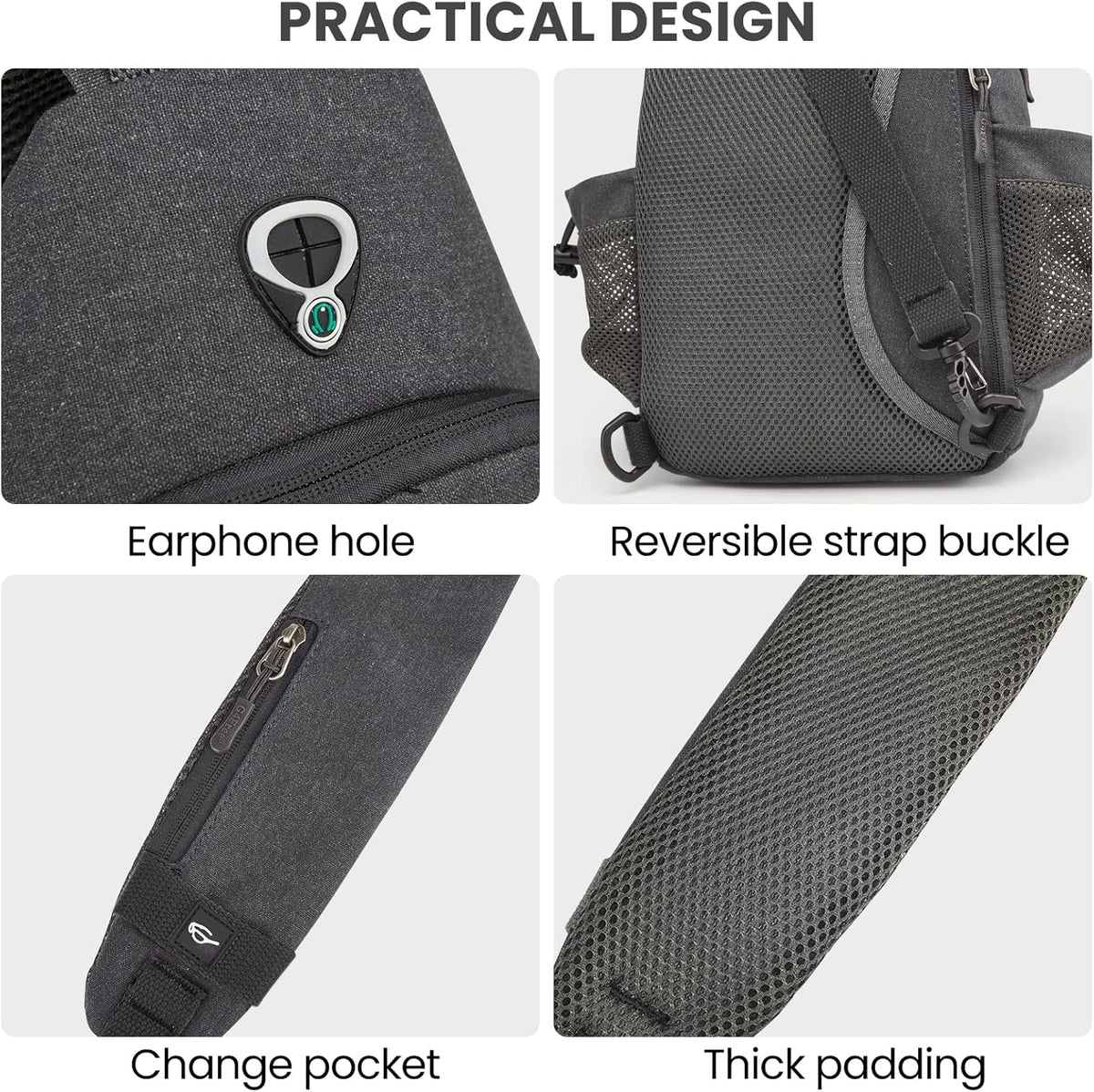 Canvas Crossbody Sling Bag with RFID Blocking for Women Men | Hiking Backpack with USB Charging Port, Fits 9.7" Pad