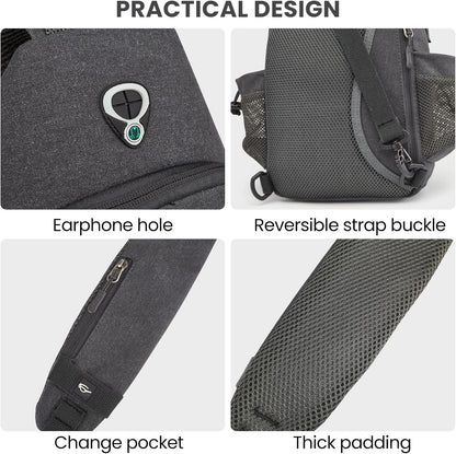 Canvas Crossbody Sling Bag with RFID Blocking for Women Men | Hiking Backpack with USB Charging Port, Fits 9.7" Pad