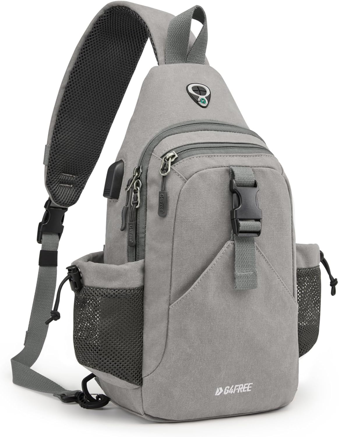 Canvas Crossbody Sling Bag with RFID Blocking for Women Men | Hiking Backpack with USB Charging Port, Fits 9.7" Pad