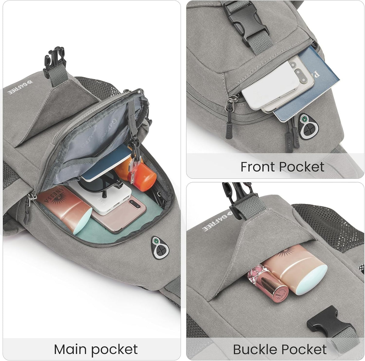 Canvas Crossbody Sling Bag with RFID Blocking for Women Men | Hiking Backpack with USB Charging Port, Fits 9.7" Pad