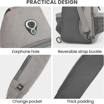Canvas Crossbody Sling Bag with RFID Blocking for Women Men | Hiking Backpack with USB Charging Port, Fits 9.7" Pad