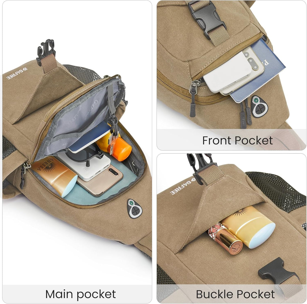 Canvas Crossbody Sling Bag with RFID Blocking for Women Men | Hiking Backpack with USB Charging Port, Fits 9.7" Pad