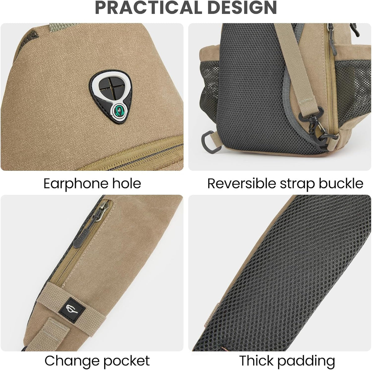 Canvas Crossbody Sling Bag with RFID Blocking for Women Men | Hiking Backpack with USB Charging Port, Fits 9.7" Pad
