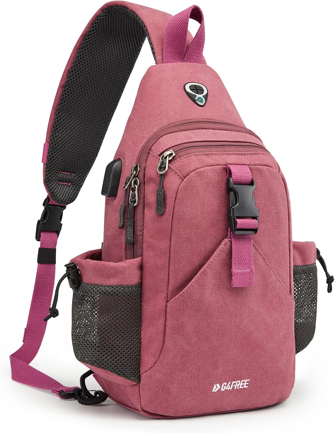 Canvas Crossbody Sling Bag with RFID Blocking for Women Men | Hiking Backpack with USB Charging Port, Fits 9.7" Pad