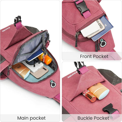 Canvas Crossbody Sling Bag with RFID Blocking for Women Men | Hiking Backpack with USB Charging Port, Fits 9.7" Pad