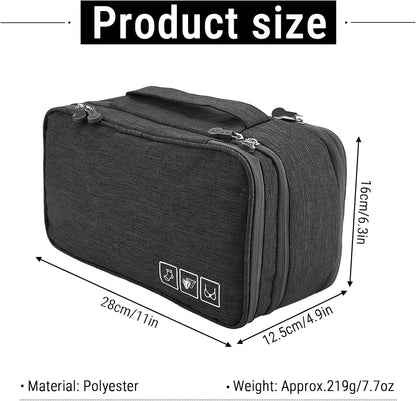Portable Travel Storage Organizer Waterproof Underwear Bra Socks Bag USB Case Underwear Bra Storage Bag Waterproof Travel Organizers(Black)