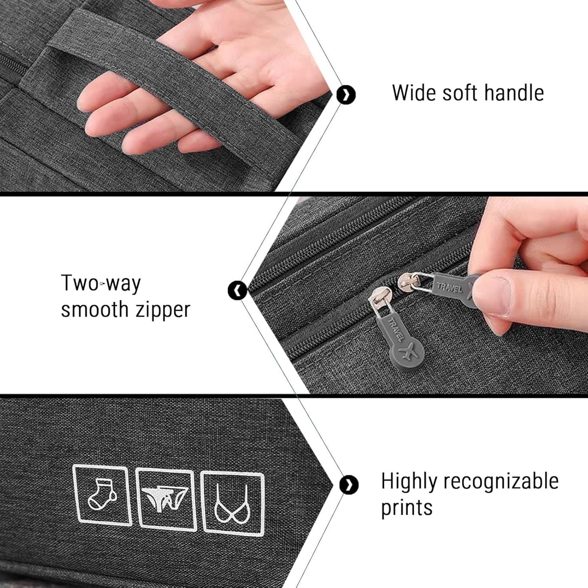 Portable Travel Storage Organizer Waterproof Underwear Bra Socks Bag USB Case Underwear Bra Storage Bag Waterproof Travel Organizers(Black)