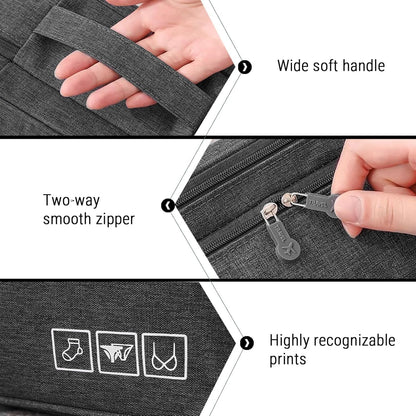 Portable Travel Storage Organizer Waterproof Underwear Bra Socks Bag USB Case Underwear Bra Storage Bag Waterproof Travel Organizers(Black)
