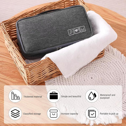 Portable Travel Storage Organizer Waterproof Underwear Bra Socks Bag USB Case Underwear Bra Storage Bag Waterproof Travel Organizers(Black)