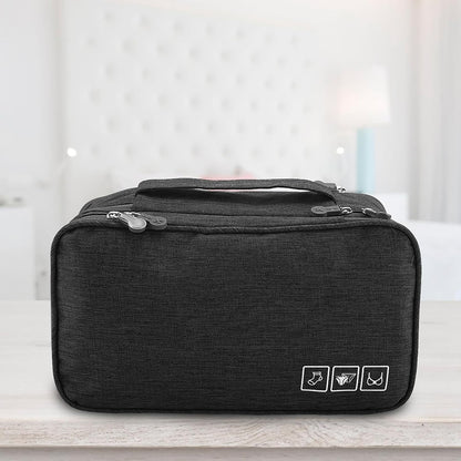 Portable Travel Storage Organizer Waterproof Underwear Bra Socks Bag USB Case Underwear Bra Storage Bag Waterproof Travel Organizers(Black)