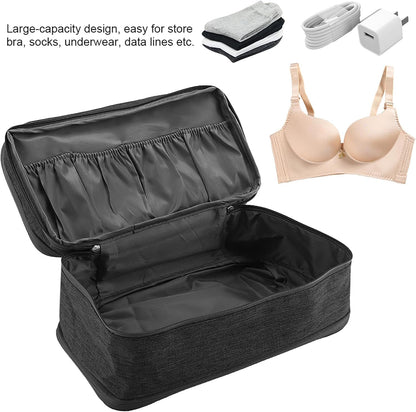 Portable Travel Storage Organizer Waterproof Underwear Bra Socks Bag USB Case Underwear Bra Storage Bag Waterproof Travel Organizers(Black)