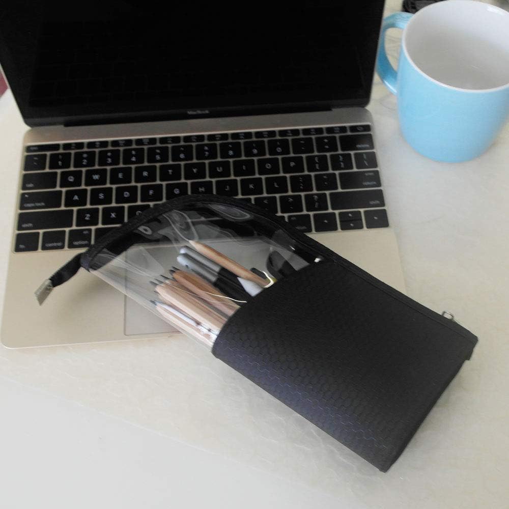 ANEMEL Black Travel Makeup Brush Holder, Organizer Bag Cosmetic Zipper Pouch Portable Dust-Free Stand-Up Toiletry Stationery