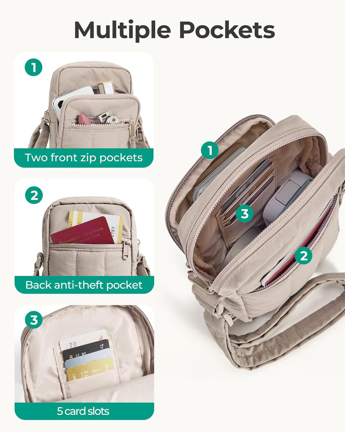 Crossbody Bags for Women, Mini Cell Phone Cross body Purses Travel Wallet with RFID Blocking Card Slots
