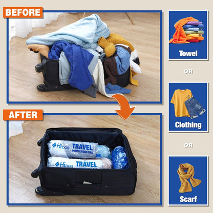 Compression Bags for Travel Essentials, Roll Up Bags No Vacuum Needed | for Cruise Flight, Extra Thick, Luggage Size Carry-on Suitcase Backpack, Waterproof